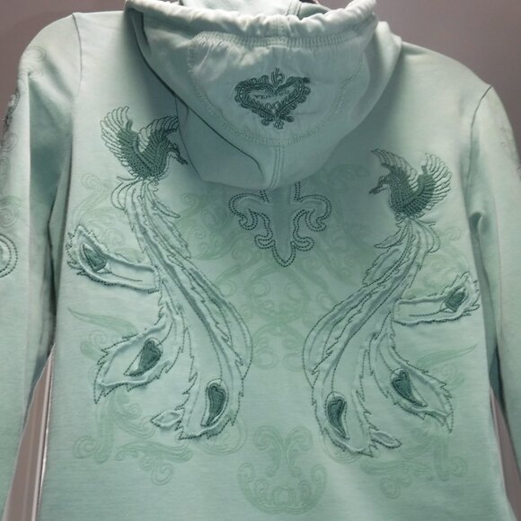 Vertigo Paris Fleur de Lys Hoodie in moss green size Medium - Picture 5 of 7